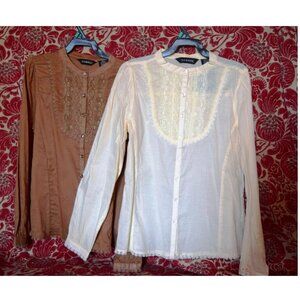Two Lace Front Modern Victorian Blouses By George, Girls Size XL